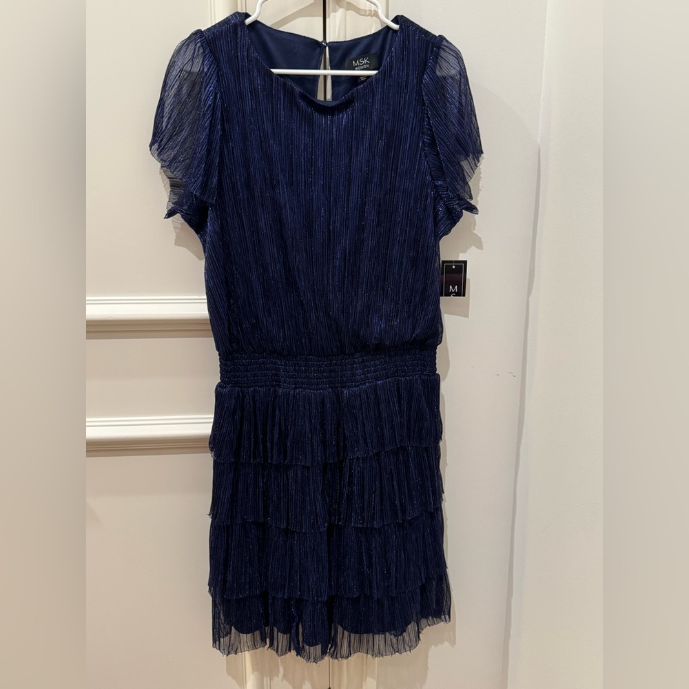 MSK Navy Tiered Mini Dress